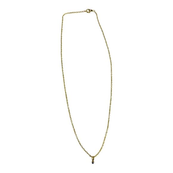 Delicate Gold Tone Blue Stone Charm Necklace - Picture 5 of 6